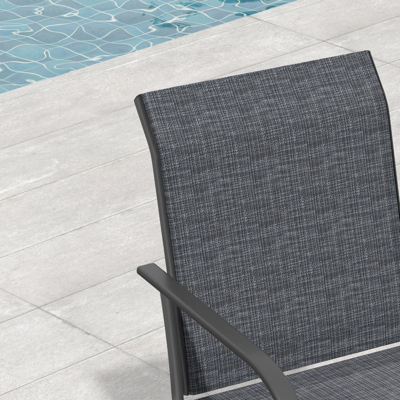 Chaise d'extérieur Teshauna, Gris foncé / Noir