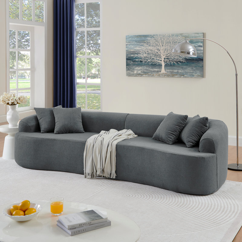 Canapé modulaire incurvé modulaire en tissu de laine d'agneau, style minimaliste moderne, comprimé (aucun assemblage requis), confortable pour le salon et la chambre à coucher