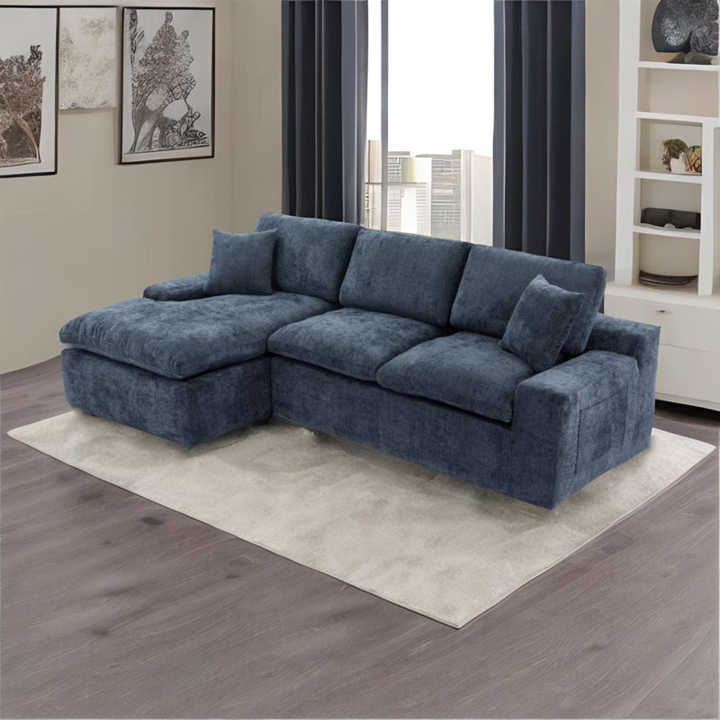 Canapé modulaire rembourré, Chenille bleue