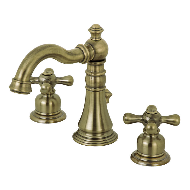 Robinet de salle de bain espacé avec ensemble de drain American Classic, Laiton rétro