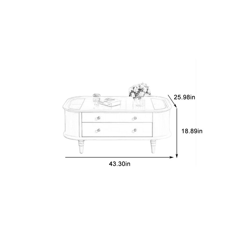 Table basse blanc crème, H 18,89 po x L 43,3 po x l 25,98 po