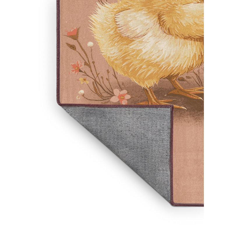 Machine Washable Laverock Easter Modern & Contemporary Abstract Rug in Brown – Rose Binding, 7x9