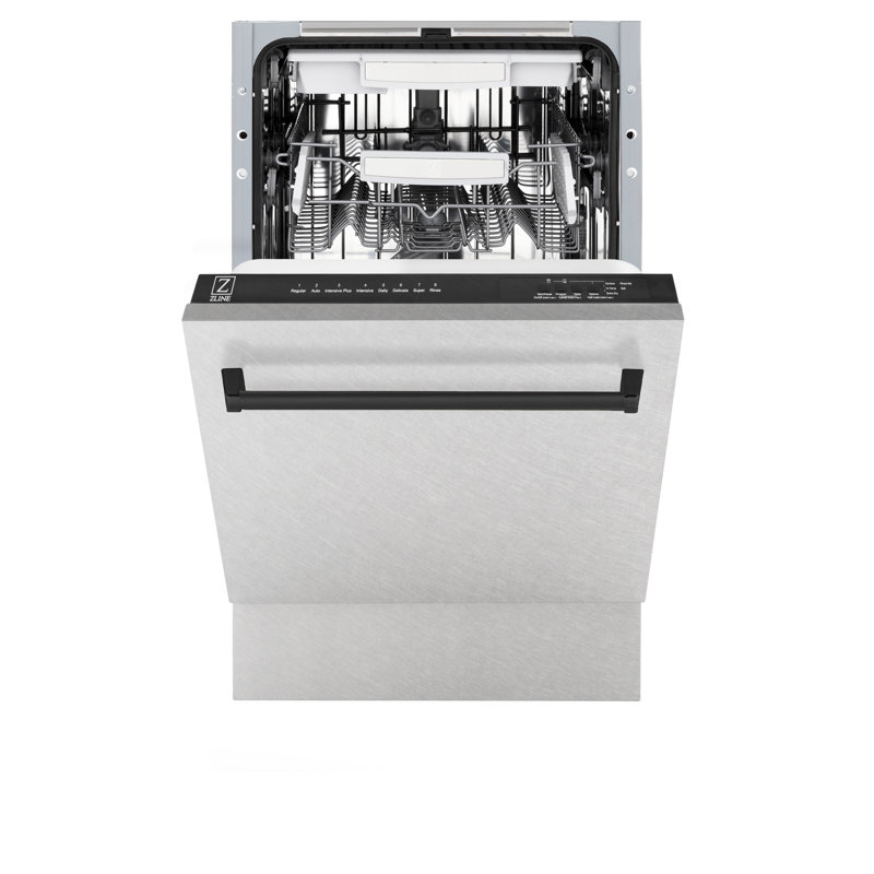 ZLINE Autograph Edition 18” Compact Control Dishwasher in Fingerprint Resistant Stainless Steel, Matte Black 