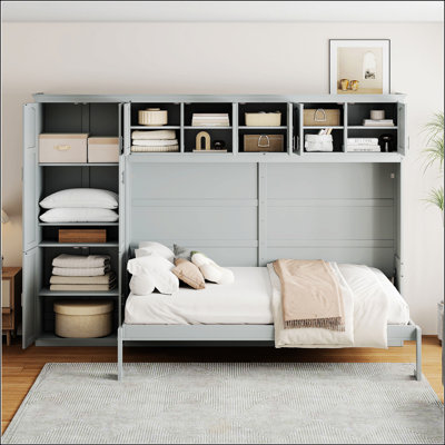 Grand lit escamotable mural avec armoires