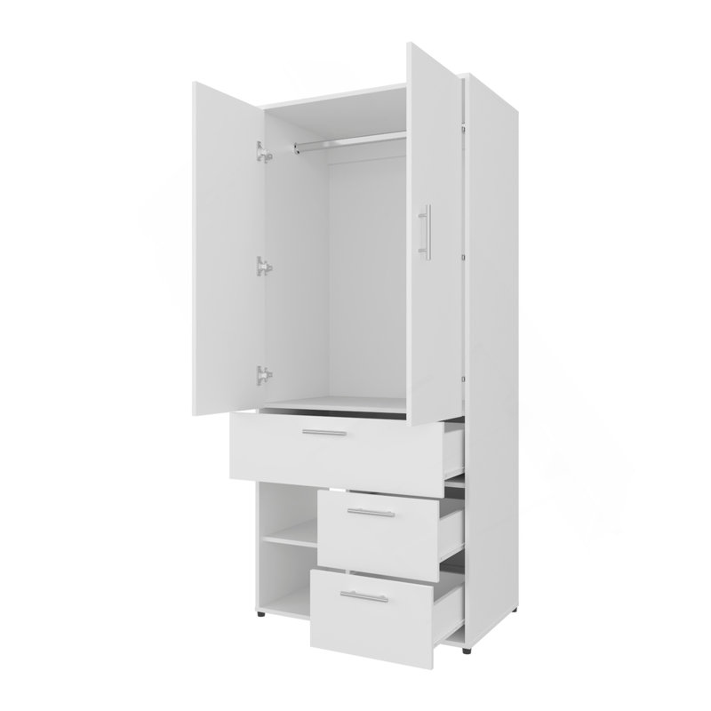Garde-robe à rangement multiple sans souci avec tringle et étagère, blanc, Blanc