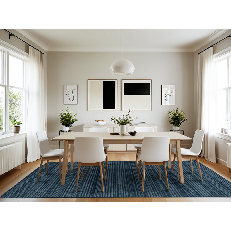 Machine Washable Horizontal Stripes Gray Area Rug, Rectangle 7' x 10'