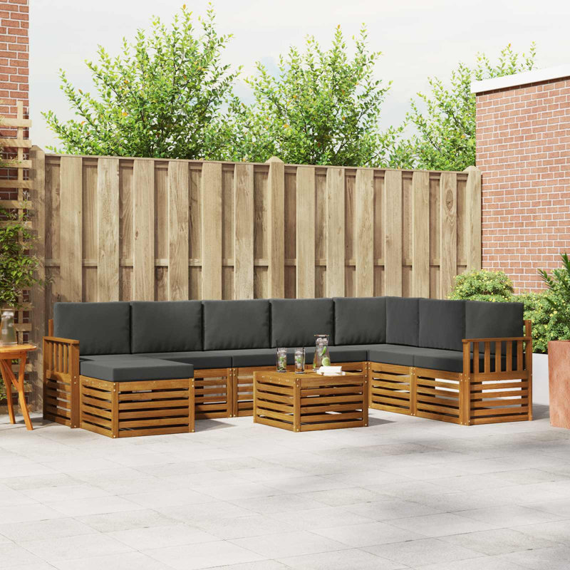  Ensemble de canapé 9 pièces en bois d'acacia massif naturel et anthracite