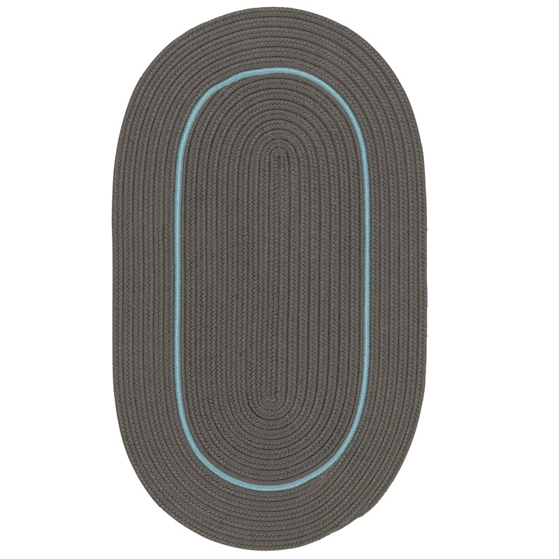 Tapis intérieur / extérieur gris tressé Norelli, Ovale 6 pi x 9 pi