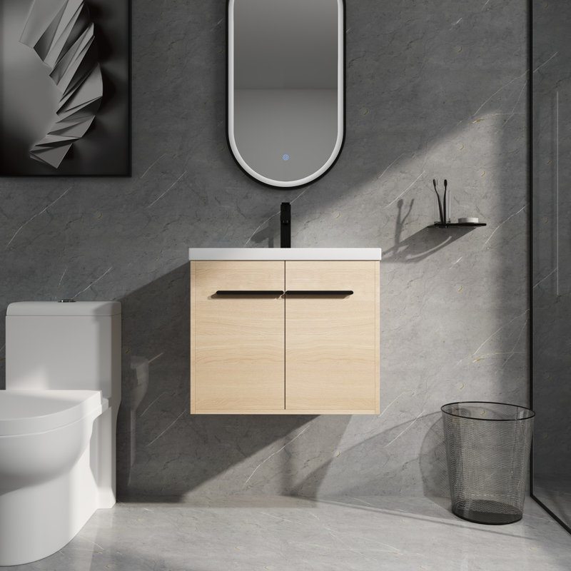 Armoire de salle de bain 24 po avec comptoir en résine - Portes à fermeture en douceur, 24"
