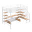Lit mezzanine en métal avec escalier, table de rangement basse et tablettes de rangement-885630618