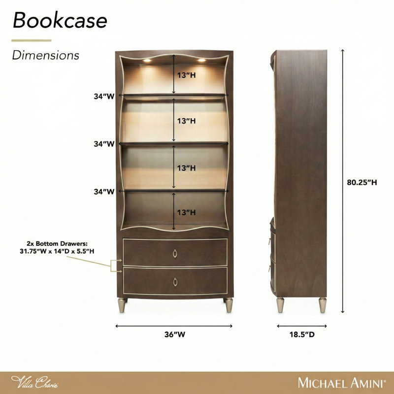 Villa Cherie Bookcase, Hazelnut