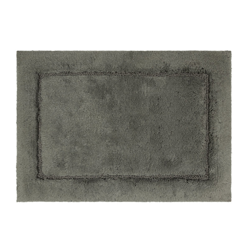 Kalb Solid Cotton Non Slip Machine Washable Bath Rug, Cool Grey, 17" W x 24" L