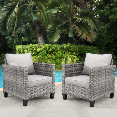 Chaises d'extérieur en osier 2 places Allcot pour 2 personnes avec coussins confortables