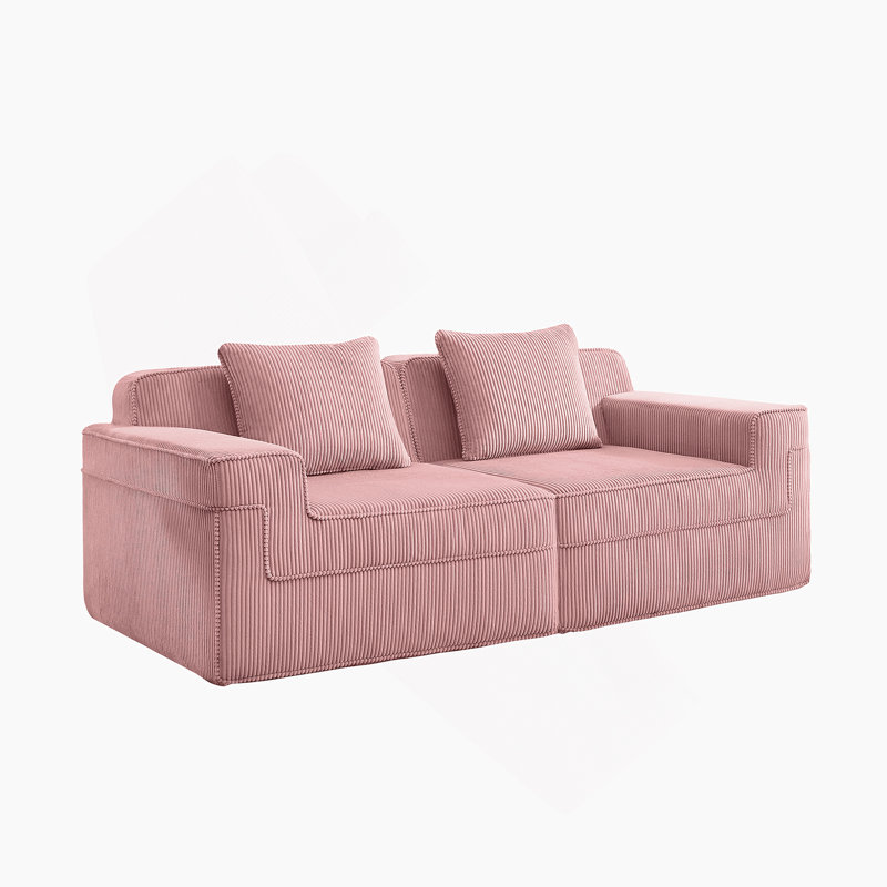 Boneless Modular 2 Seat Loveseat Boneless Sofa With Deep Seat, Cloud Sectional Couch Featuring Throw Pillows And Corduroy Fabric For Ultimate Comfort And Relaxation