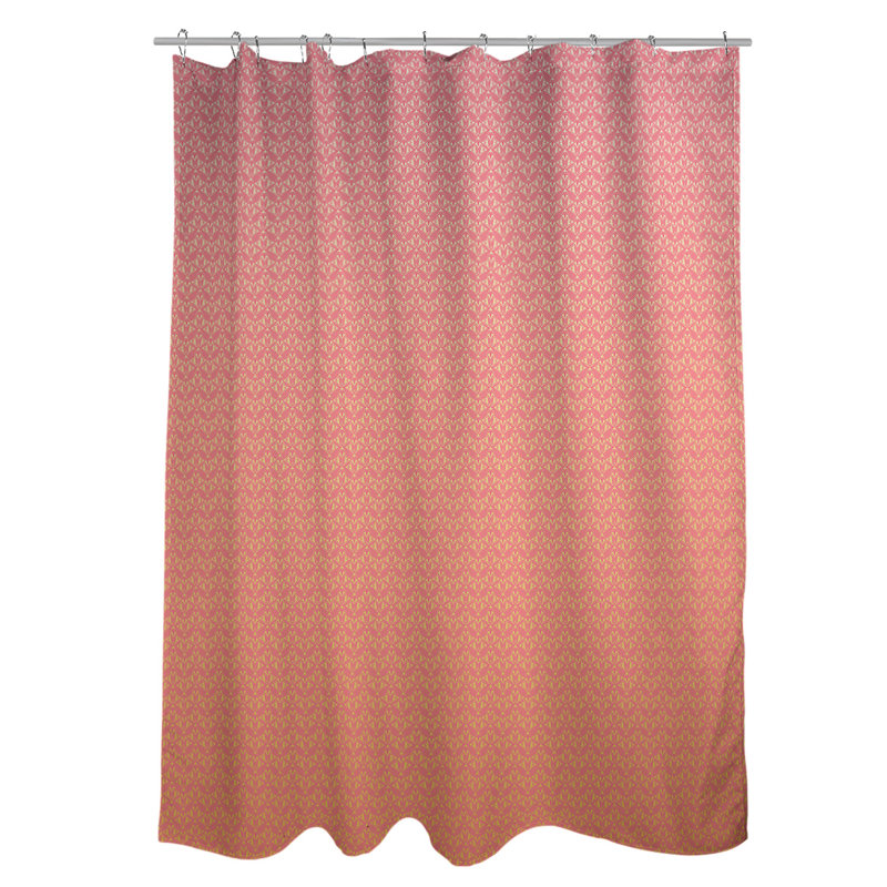 Rideau simple art déco, Rose / rayure jaune 2