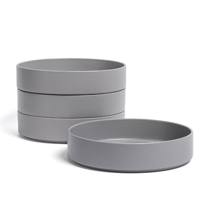 over&back Stackable Semi Hand-Finished Stoneware Dinner Bowls, Set of 4