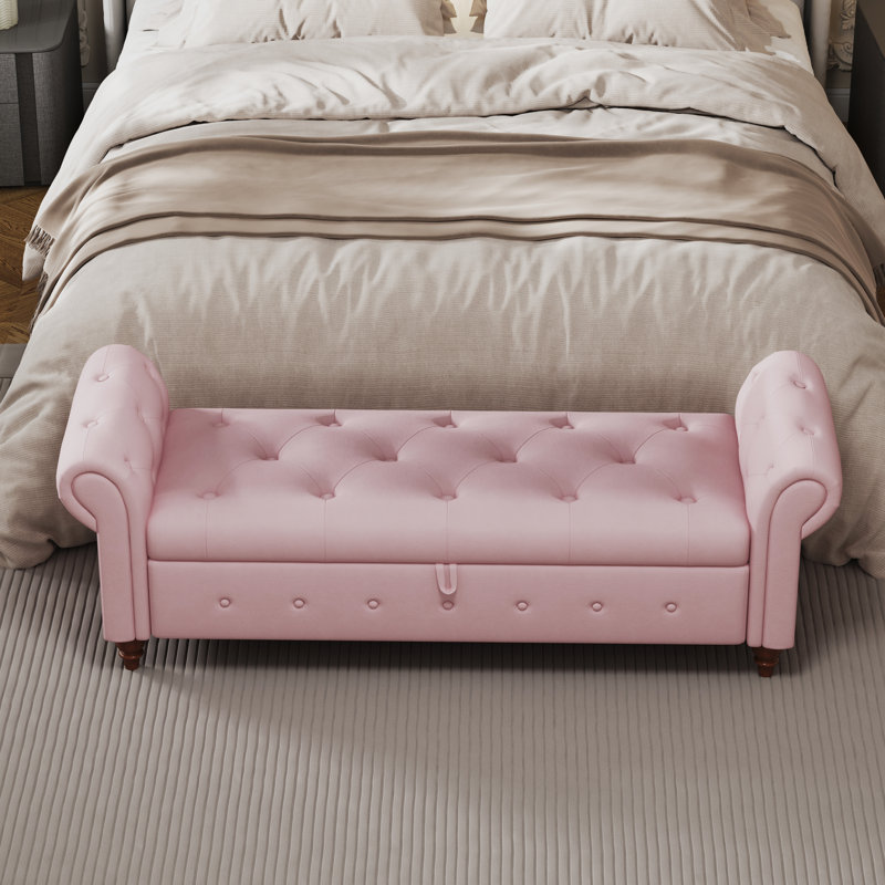 Banc de rangement capitonné 40 po, banc de rangement rembourré avec repose-pieds, banc de fenêtre à accoudoirs roulés, Jaune