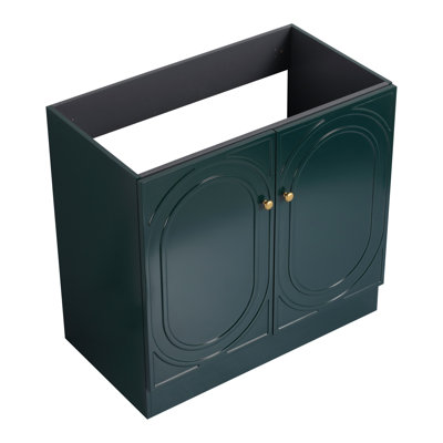 36" Bathroom Vanity In Dark - Contemporary Design With Slip Function Ergonomic Soft-close Cabinet Doors
