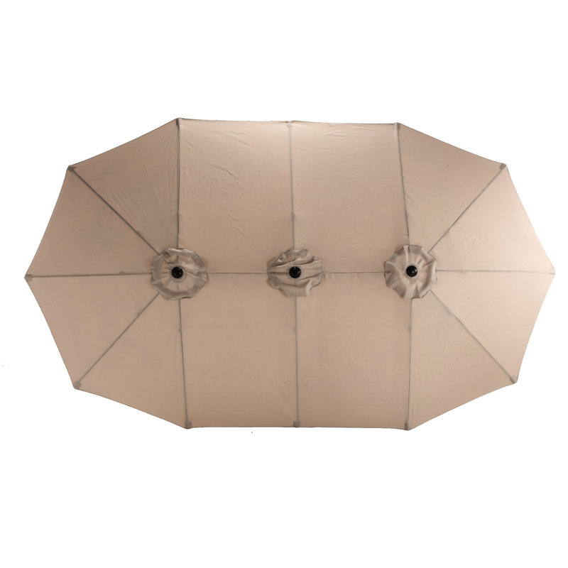 Parasol de cour arrière 14,8 pi - Kaki à manivelle légère et portable, Kaki