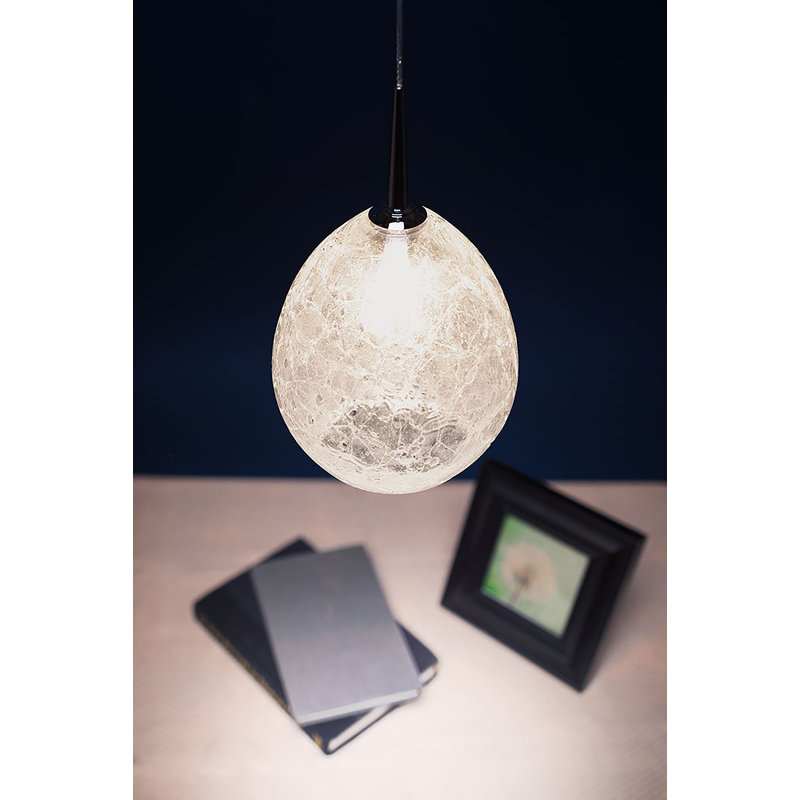 Luminaire suspendu en forme de goutte à 1 lumière Vibe, Glace, Chrome mat