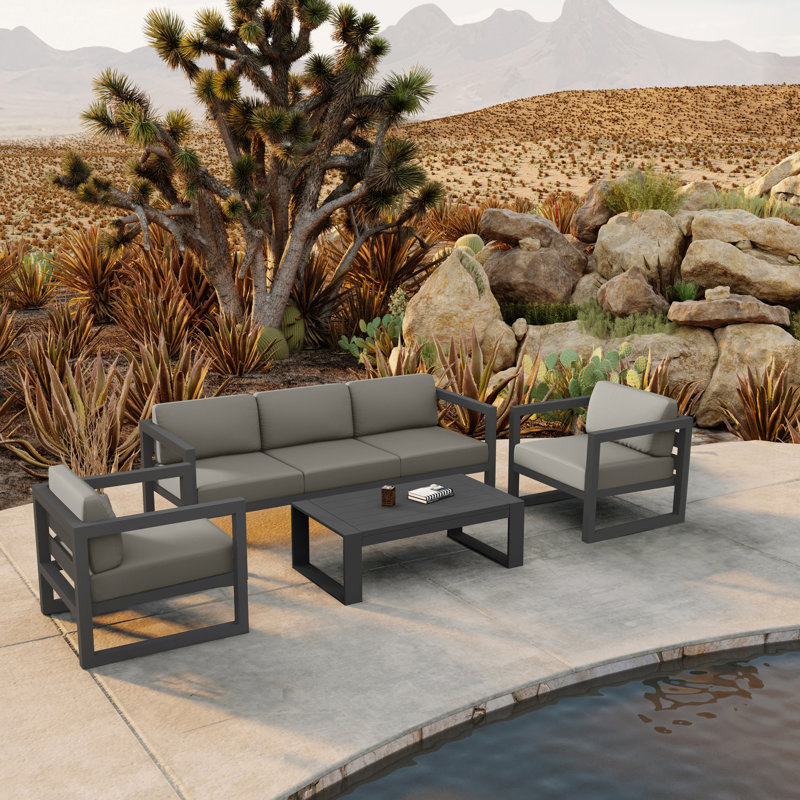 Avion Outdoor 4 - Piece Conversation Set, Canvas Charcoal Sunbrella® Canvas