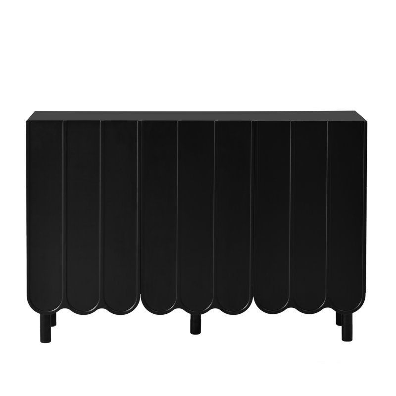 Élégant buffet noir avec tablettes réglables, pieds solides pour niveaux de rangement de chaussures de salon, organisation de couloir