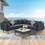 Ensemble de canapé d'extérieur en osier 4 pièces, mobilier de patio avec coussins colorés, ensemble de canapé en L, coussins gris et noir