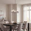 Lustre 5 lumières en nickel brossé Winslow avec abat-jour en verre bullé transparent-366842669