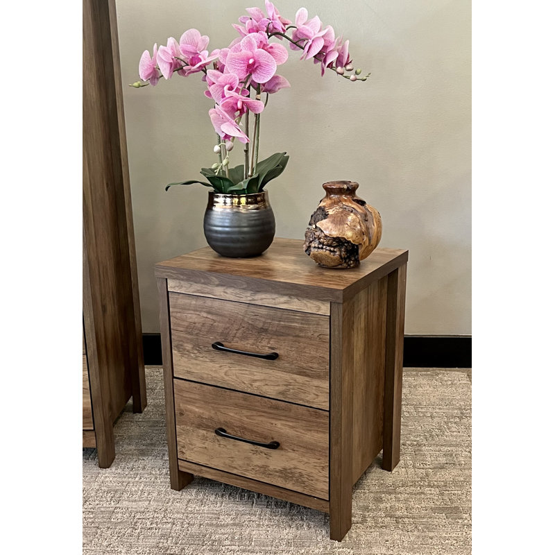 Selena Slide Logic 2 Drawer Nightstand, Brown