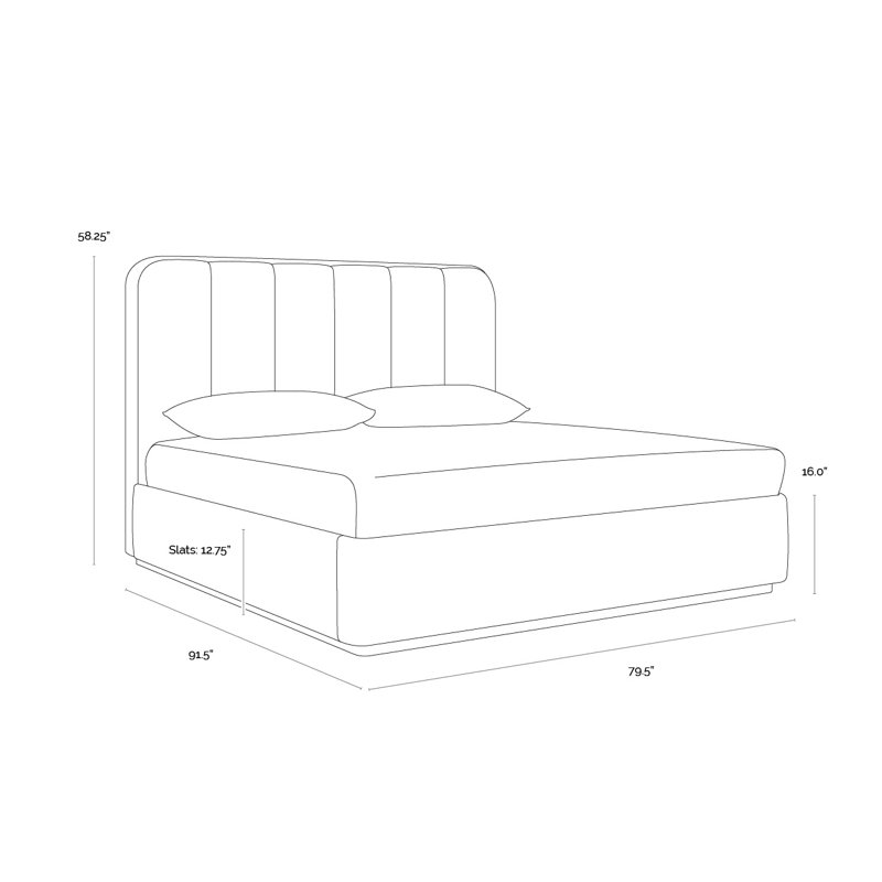 JAMILLE Solid Wood Bed, King, Milliken Cognac