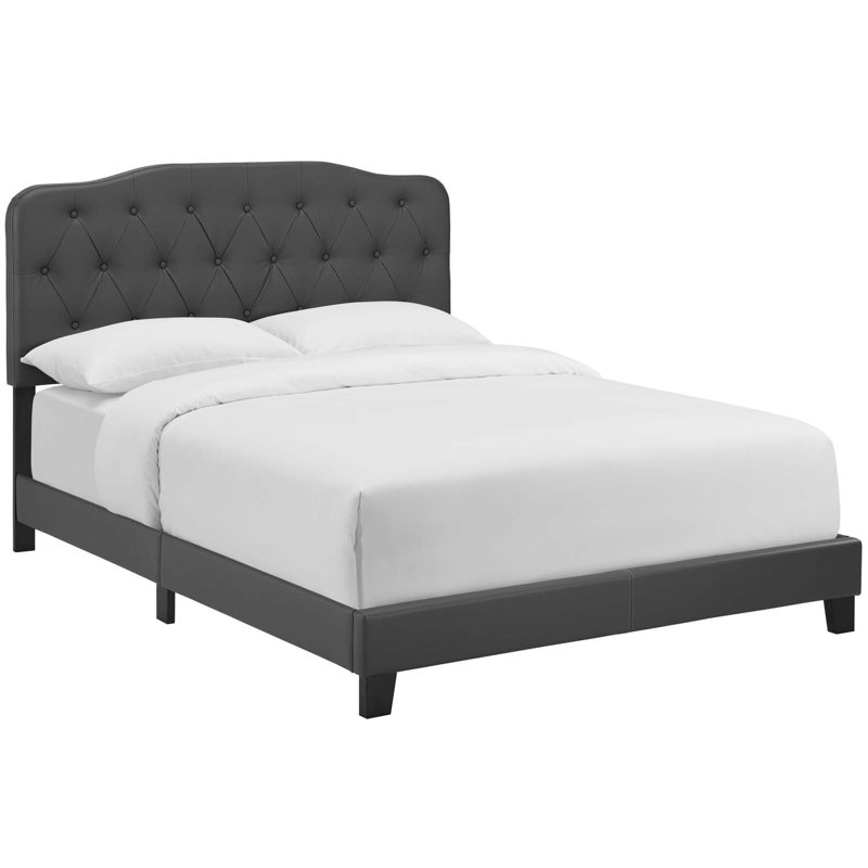 Lit en simili cuir Modway Amelia, Gris, Simple