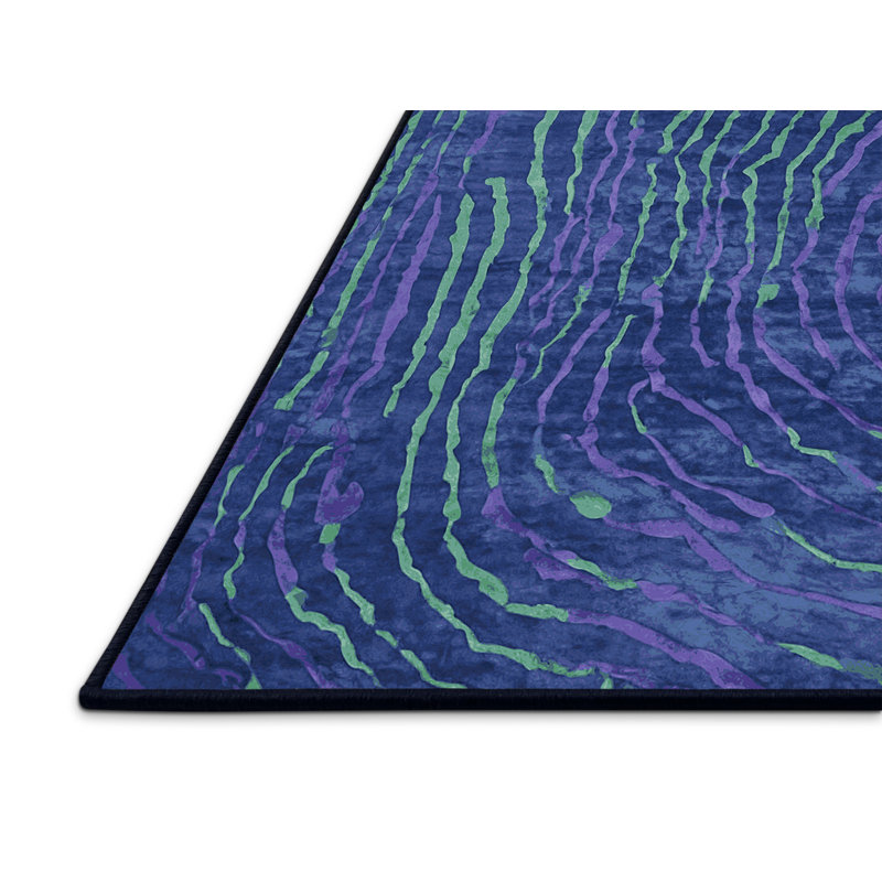 Tapis bleu soyeux et moelleux, Rectangle 2 pi x 3 pi