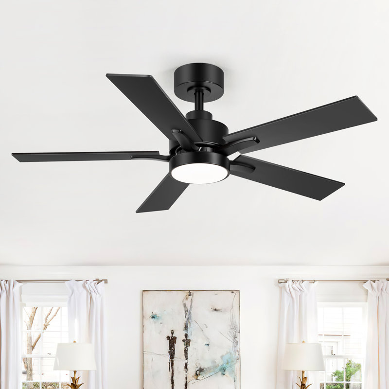 42" Large Ceiling Fan With Light,Remote Control And Quiet DC Motor, 42", Black