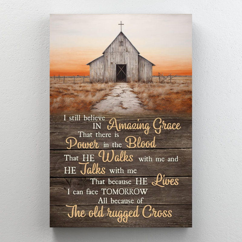 The Old Rugged Cross - 1 pièce, reproduction d'art graphique sur toile tendue, H 36 po x l 24 po x P 1,25 po