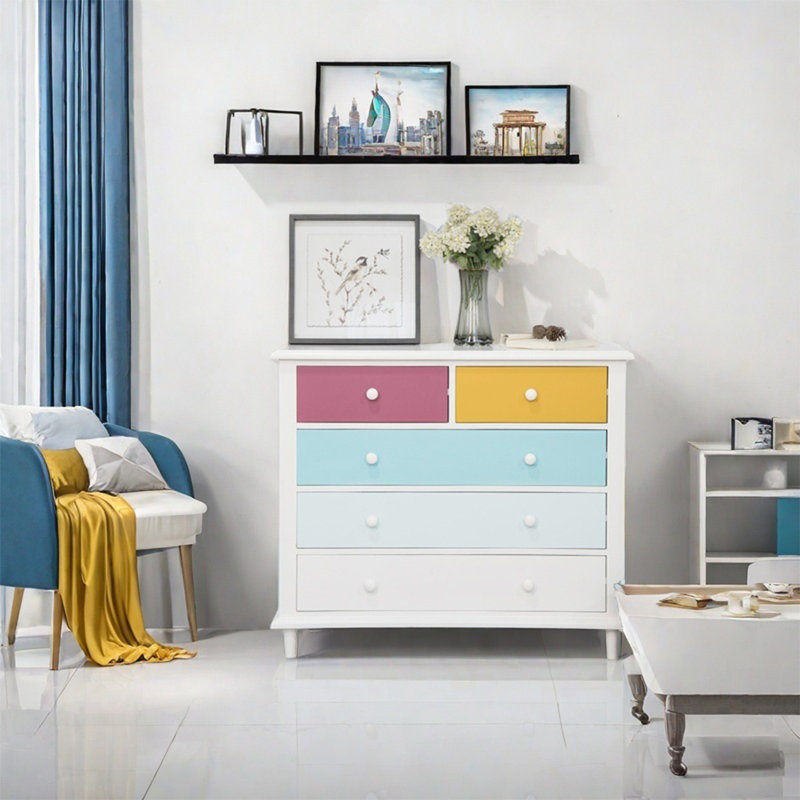 Five-Drawer Storage Cabinet with Smooth Top