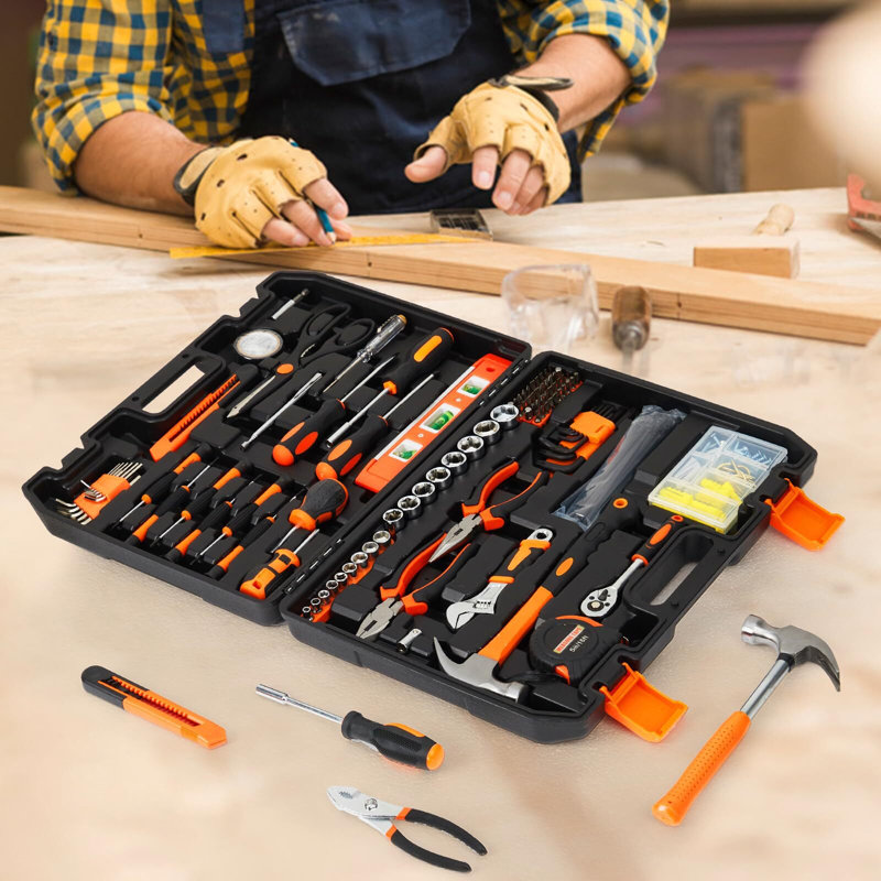 Ensemble d'outils 242 pièces avec étui de rangement pour boîte à outils, trousse d'outils à main pour la maison, réparation, bricolage, appartement, dortoir et garage