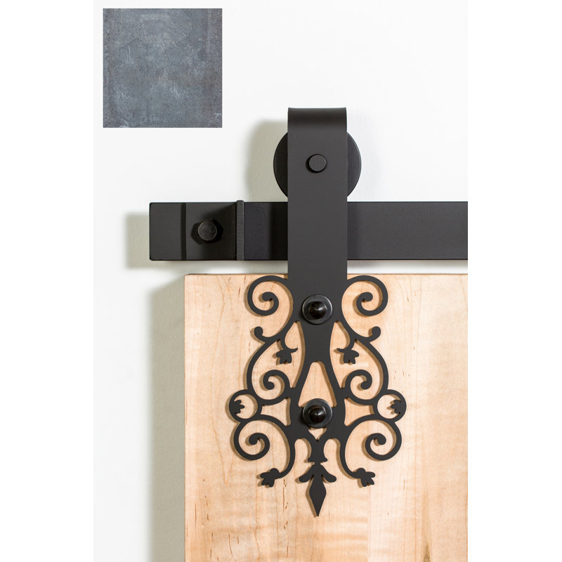 Ensemble de quincaillerie pour porte de grange simple standard Wrought Premium, 60 po, Cuivré à la machine