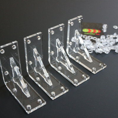 V4, 5mm Thickness, Reinforced, Strong, Angled L Brackets, Polished Clear Perspex Acrylic + 40x M5 Bolts, Clear Right Angle Bracket