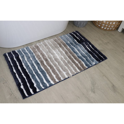 Bathroom Rugs, Extra Soft Absorbent Bath Rugs, Non-Slip, Quick Drying, Machine Washable, Plush Comfort for Bathroom Floor, Tub, Shower and Home Decor Accessories, 24x40, Navy
