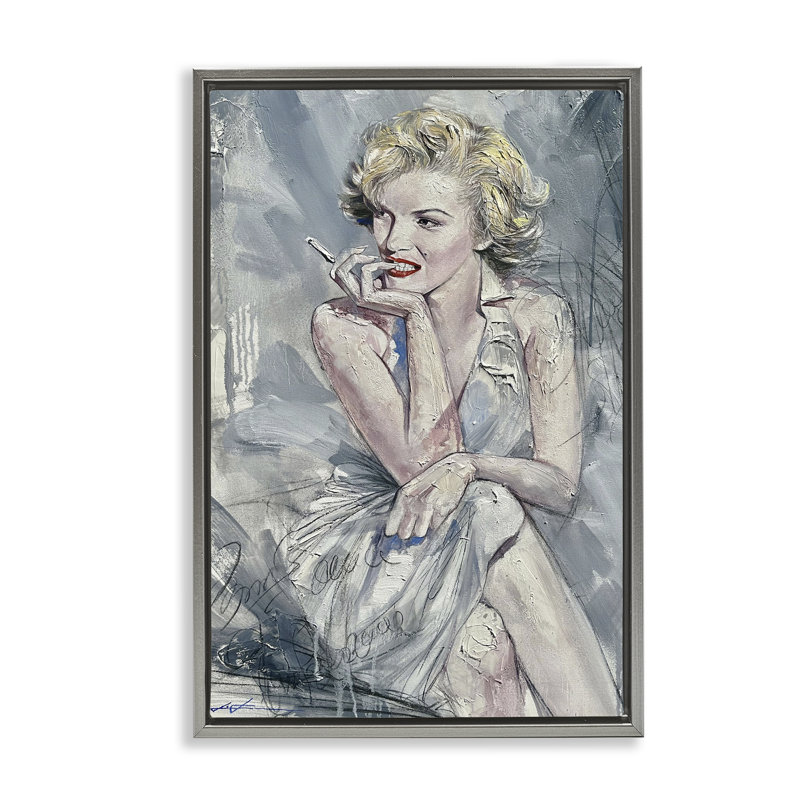 Élégant cadre flottant abstrait Marilyn, design par Lucille Lee, Cadre flottant gris lustré, H 25 po x l 17 po