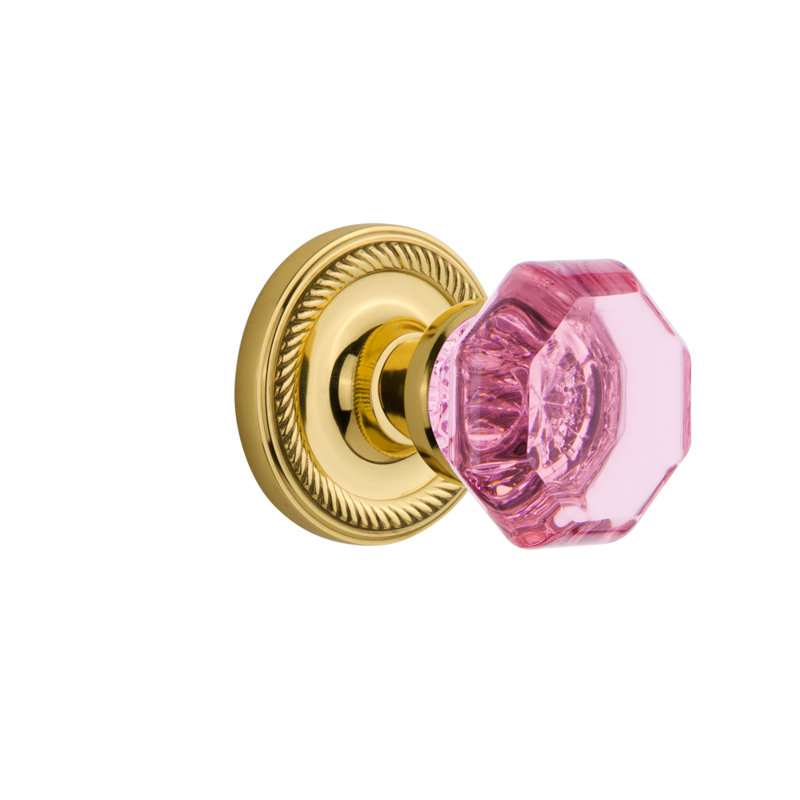 Rosette en corde avec bouton de porte rose Waldorf, 2 3/8 po, Laiton antique