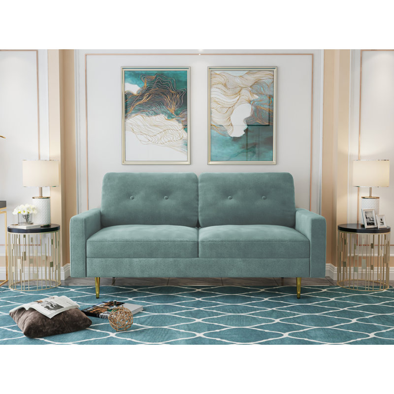 Canapé 70 po en velours 70 po, Turquoise turquoise
