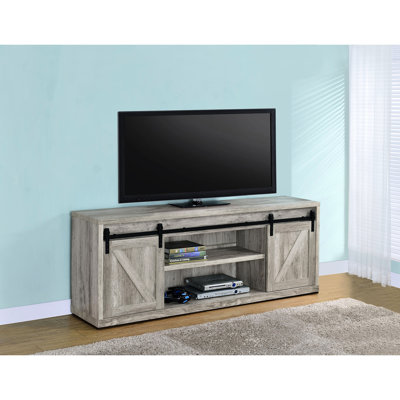 Grey Driftwood 2-Door Tv Stand Made From Engineered Wood, Featuring Weathered Look, Finish, And Storage Capacity Wood In Bringing Character Function To Your Living Space