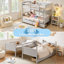 Lit superposé simple en bois massif avec tiroirs Bilal, gris-112147830