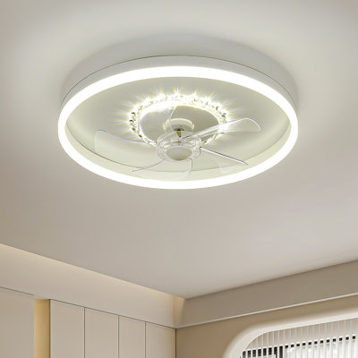 Deontee 20" Modern Ceiling Fan with Dimmable LED Light Quiet Reversible DC Motor Remote Control & Time