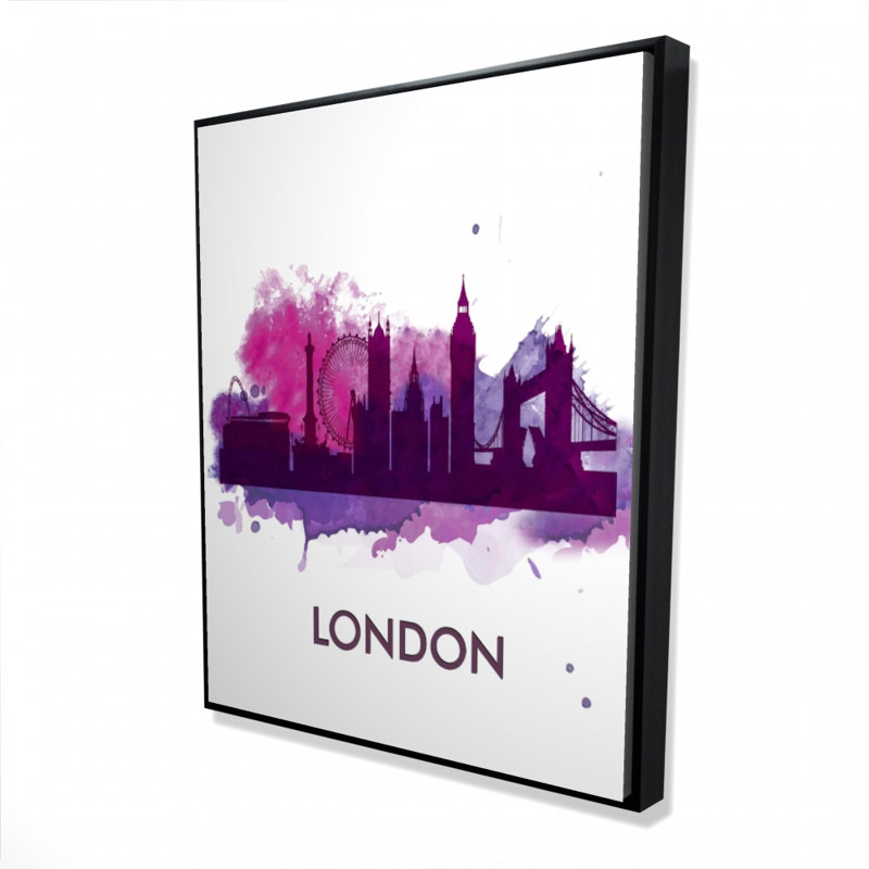 "Silhouette mauve de Londres" sur toile