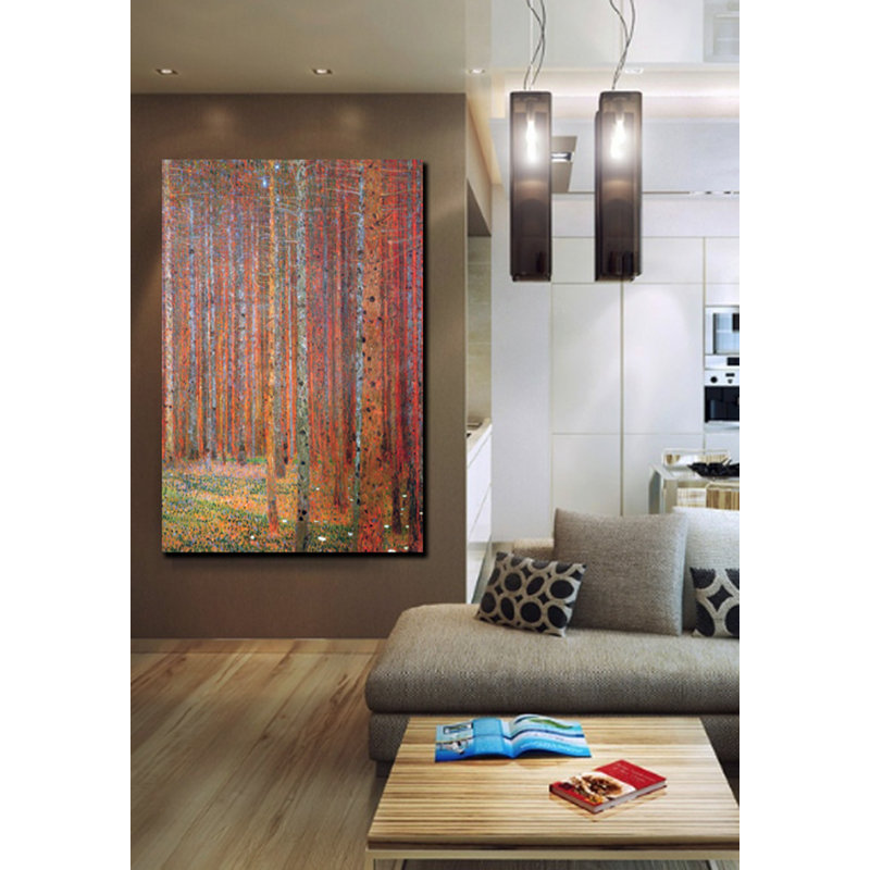 « tannenwald » par gustav klimt,, reproduction de peinture sur toile