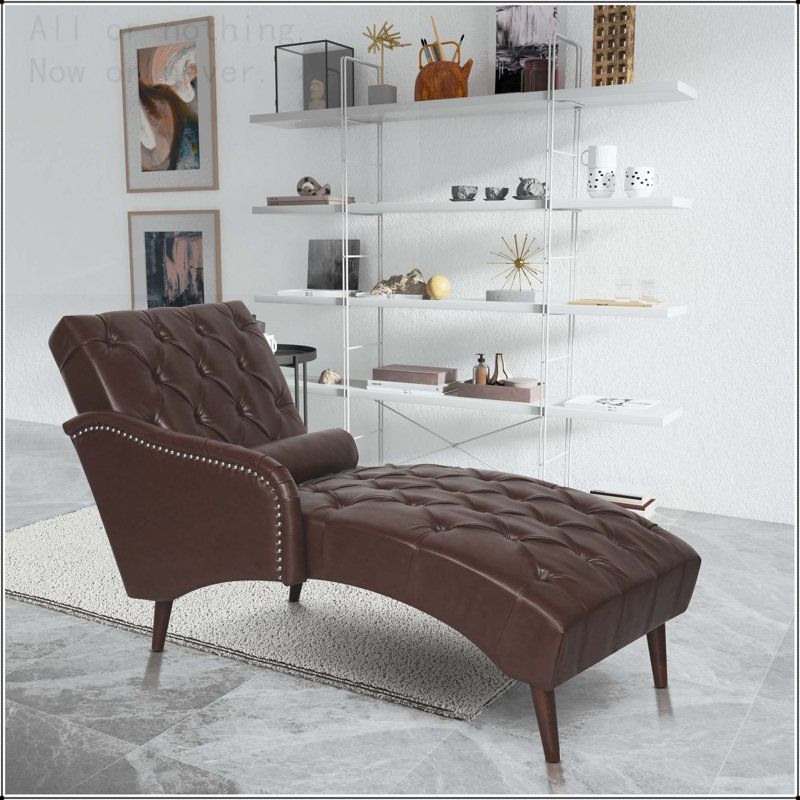 Chaise longue avec accoudoirs et coussins en bois massif, Marron foncé