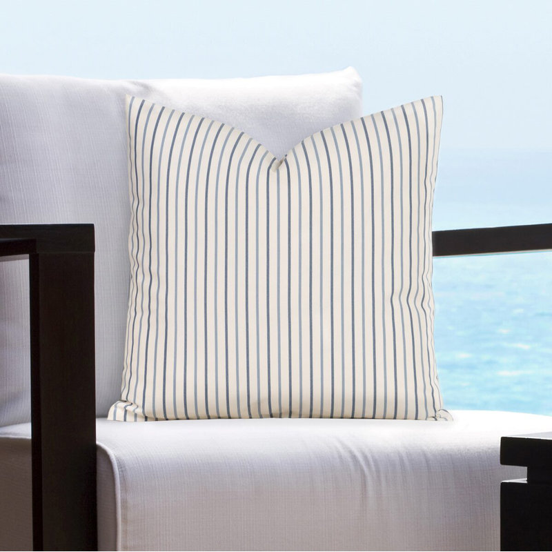 Austin Striped Outdoor Reversible Throw Pillow, 17" x 17", Gray