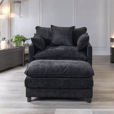 Fauteuil d'appoint rembourré avec repose-pieds l 39,3 po